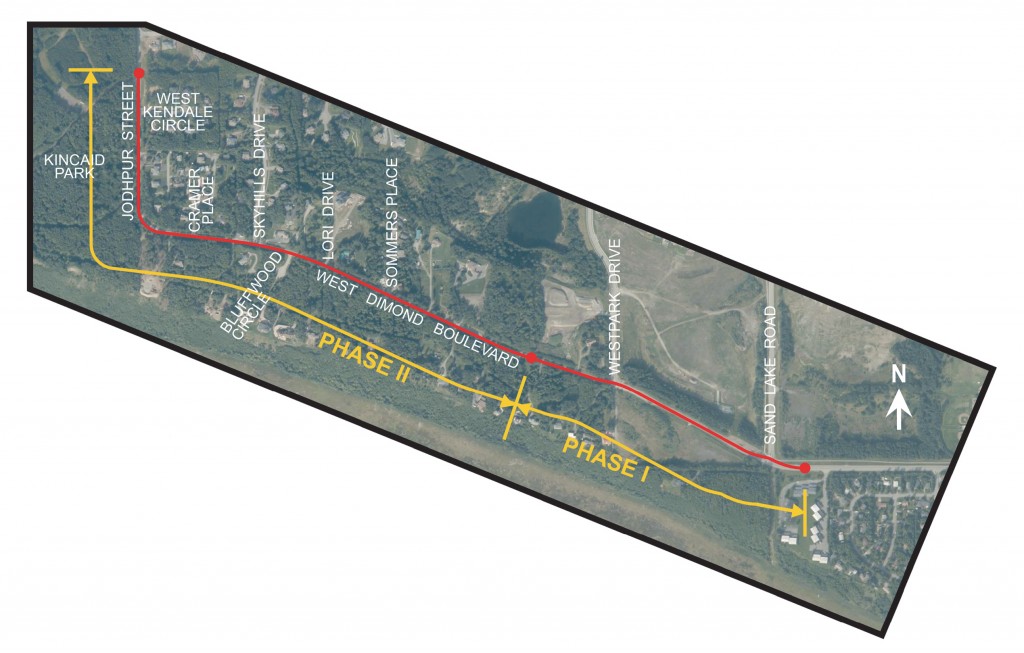 West Dimond Blvd Upgrade Project Corridor Map (click to enlarge image)  